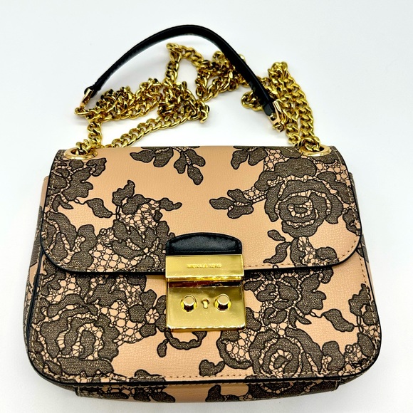 Michael Kors Sloan Medium Chain Lace Leather Shoulder Bag